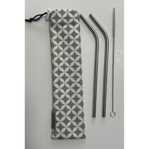 NEW Norwex Straw Set Carry Bag and Cleaner Brush included Stainless Steel